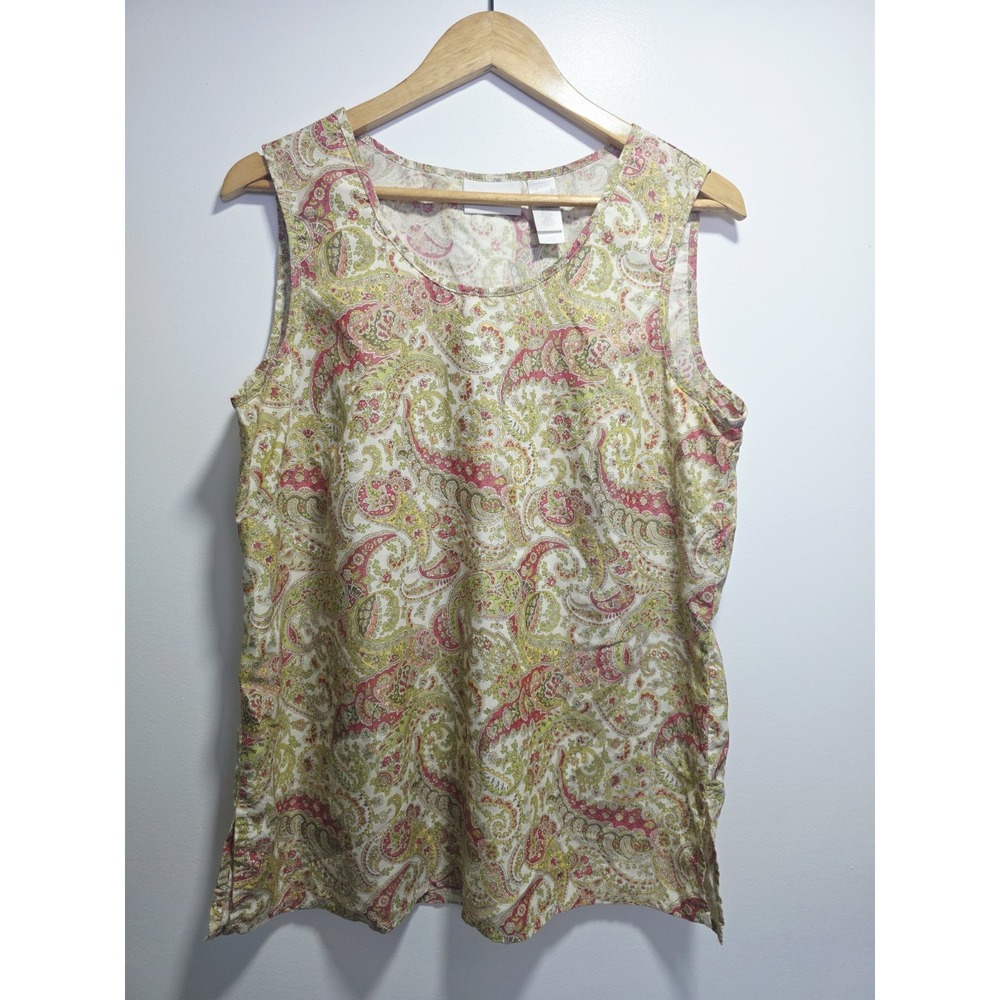 Liz Claiborne Women's Blouse Sleeveless Top Paisley Floral Size L